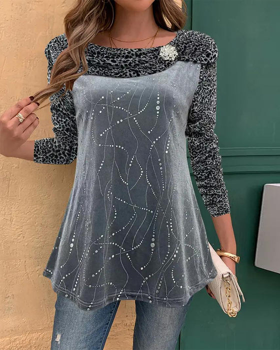 Lange Mouwen Top Met Luipaardprint