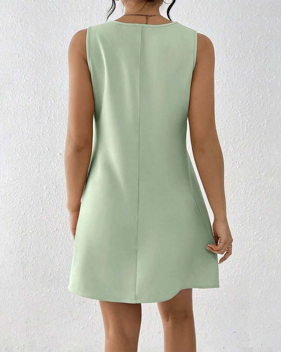 Jurk Met Schuine Kraag Zonder Mouwen Elegant