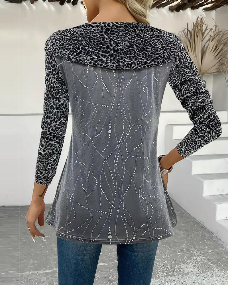 Lange Mouwen Top Met Luipaardprint