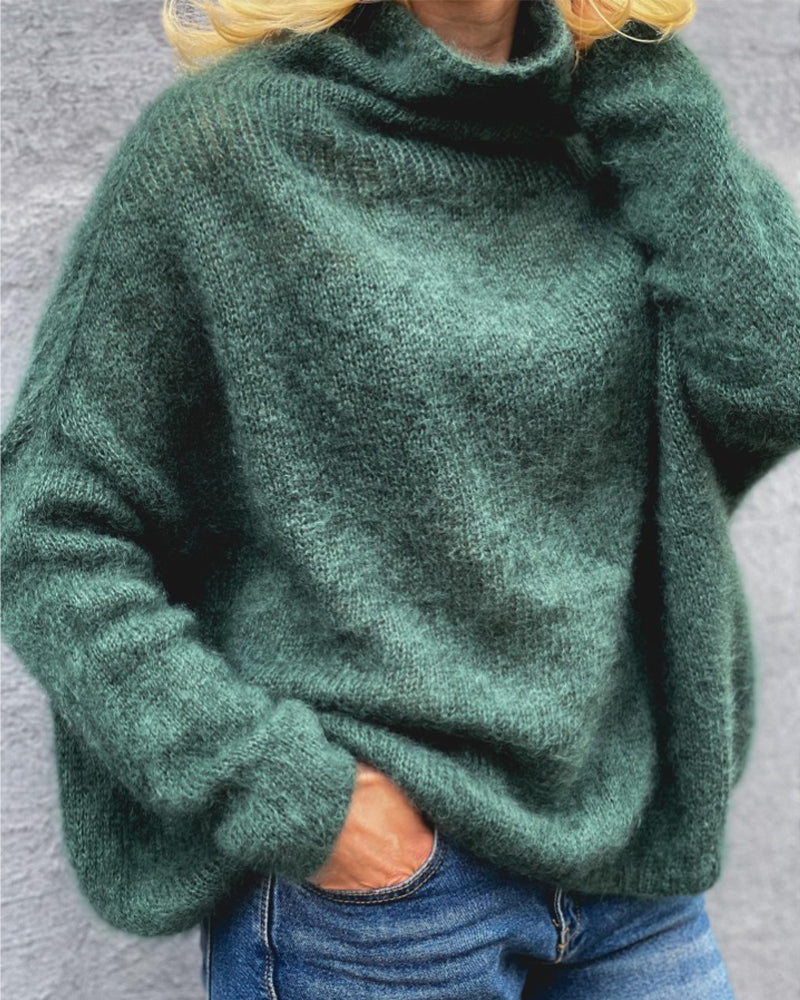 Pullover met hoge hals en effen kleur