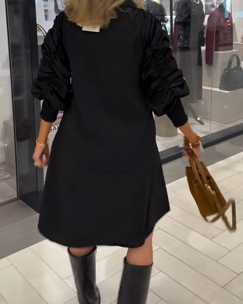 Jurk Mode Overhemdkraag Effen Kleur