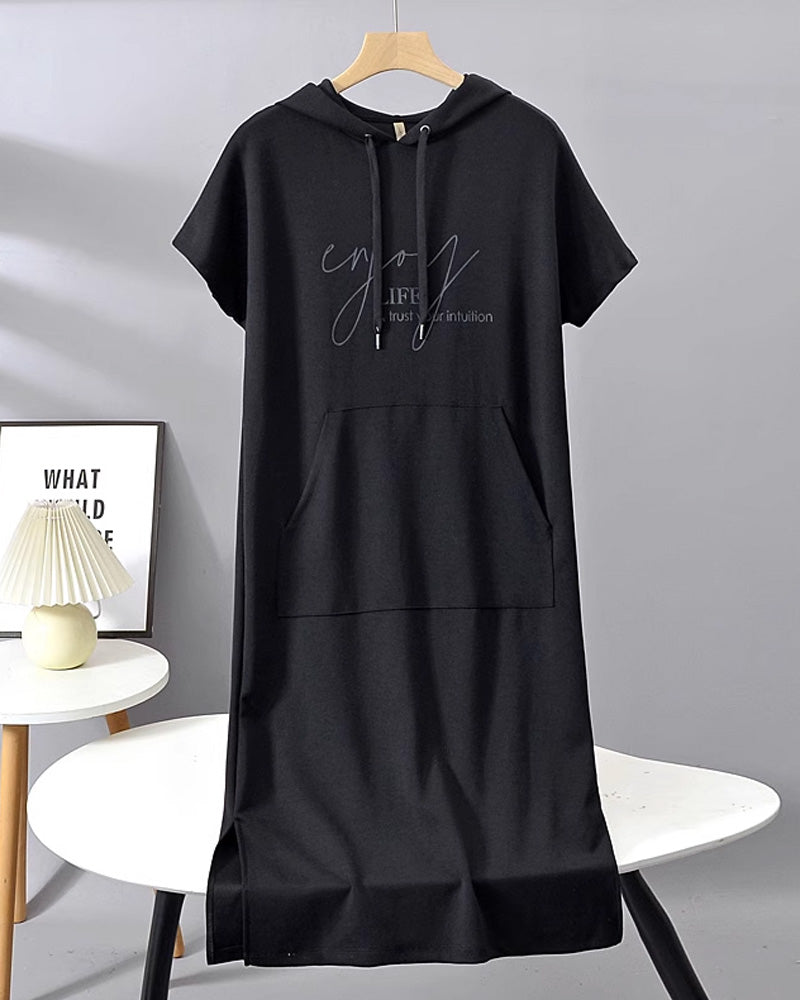 Jurk Met Capuchon Casual Trekkoord