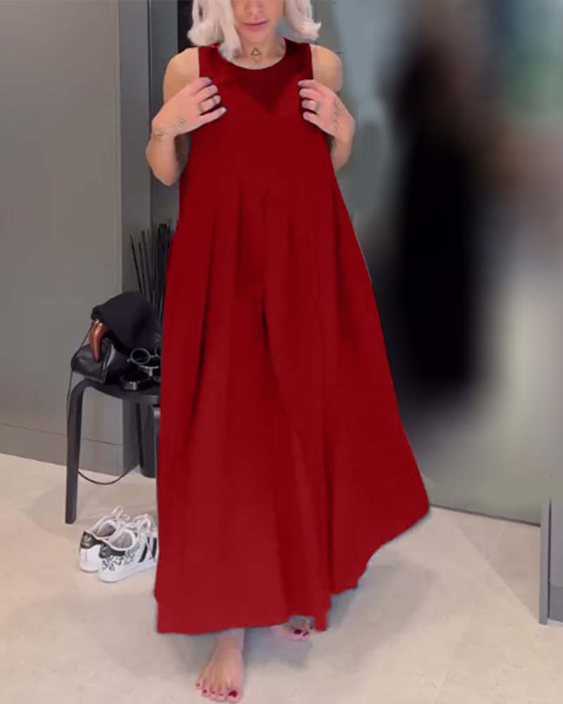 Elegante geplooide tankjurk in effen kleur