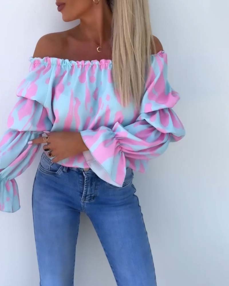 Kleurrijk bedrukte casual top met één schouder