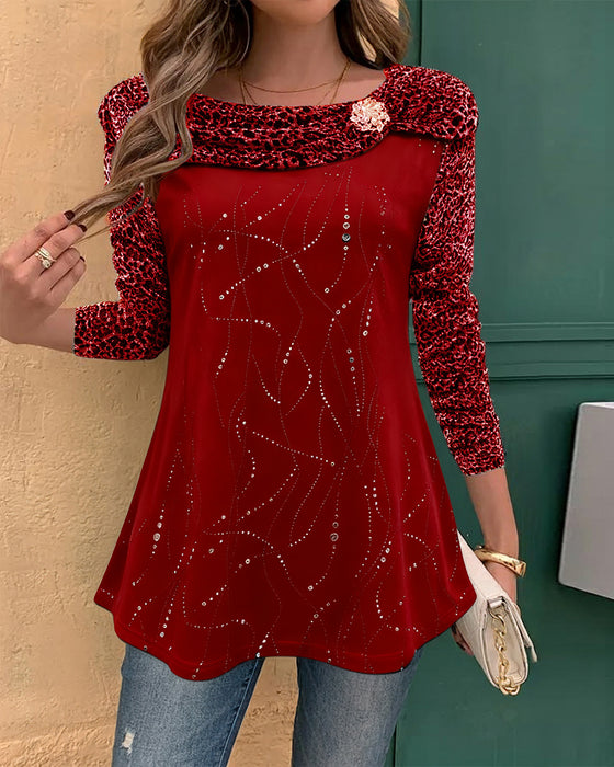 Lange Mouwen Top Met Luipaardprint