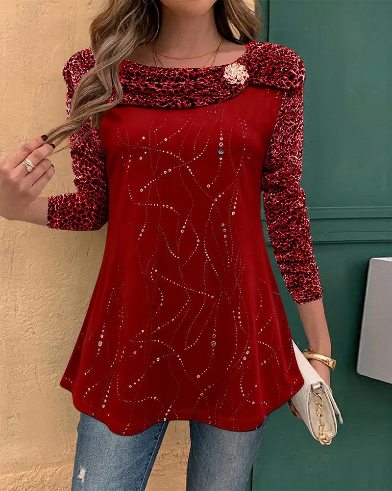 Lange Mouwen Top Met Luipaardprint