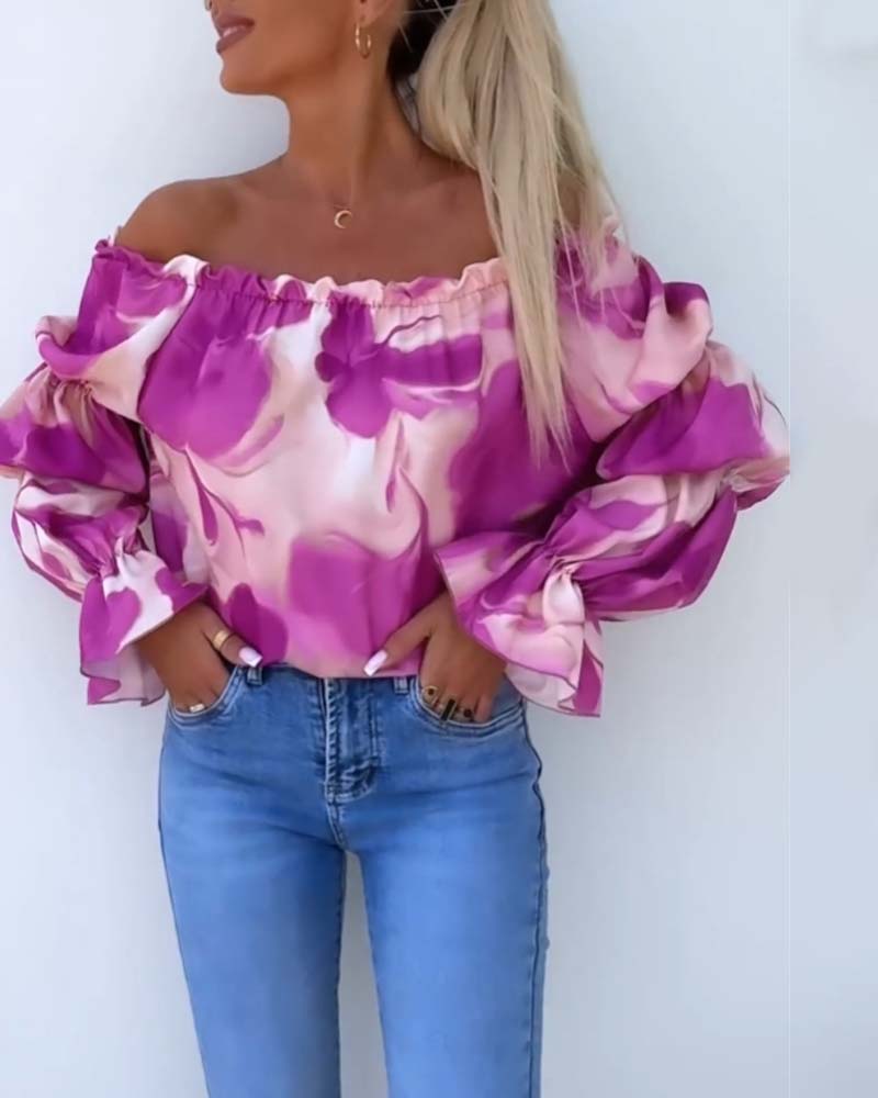 Kleurrijk bedrukte casual top met één schouder