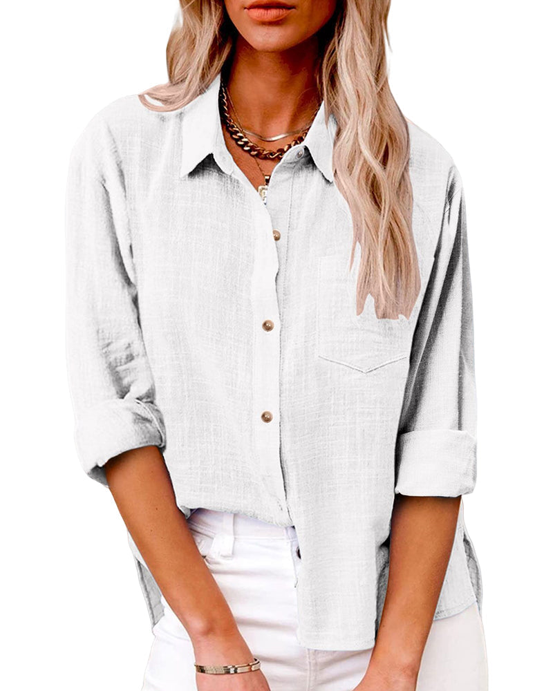 Shirt met lange mouwen en zak voor dames