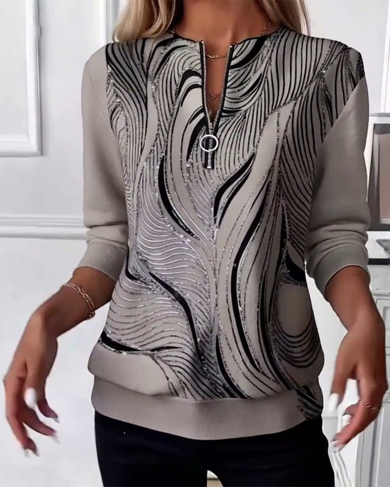 Sweatshirt casual bedrukt met rits