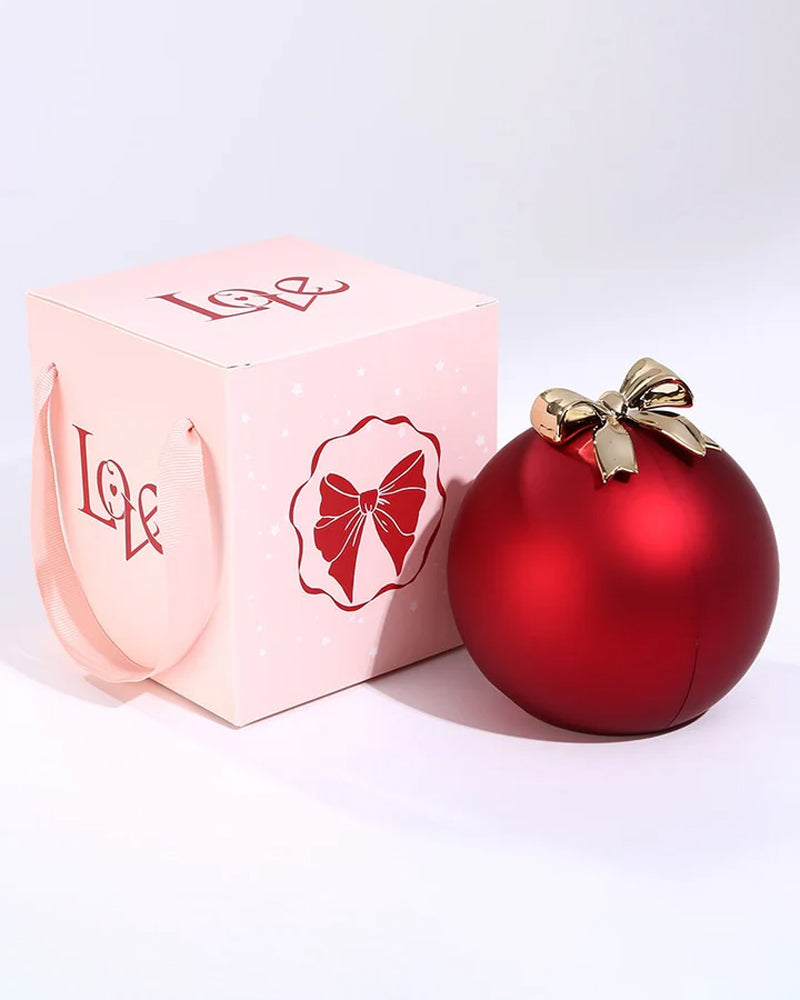 Ball Rose Box - Met Gegraveerde Dubbele Hart Ketting