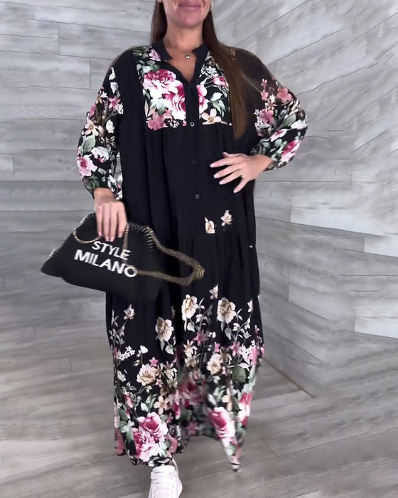 Jurk Bloemenprint Casual Lantaarnmouw