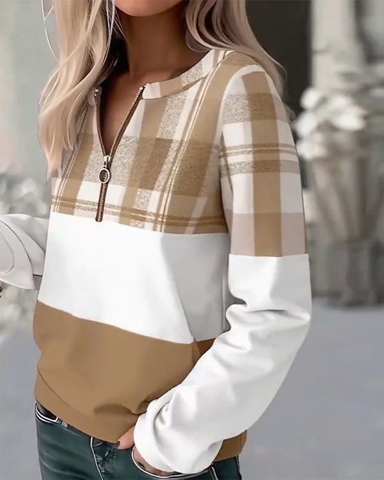 Sweatshirt Casual Geruit Contrastkleur