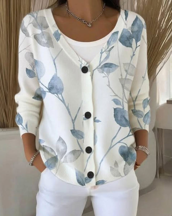 Cardigan Met Botanisch-Gebaseerde Sfeer
