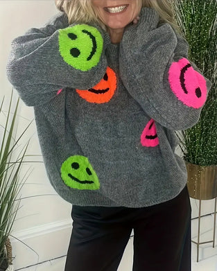 Trui Met Smiley En Ronde Hals