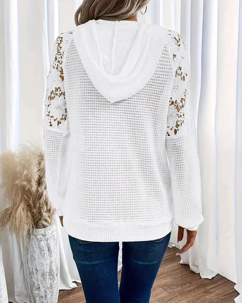 Hoodie V-Hals Lange Mouwen Kant Casual