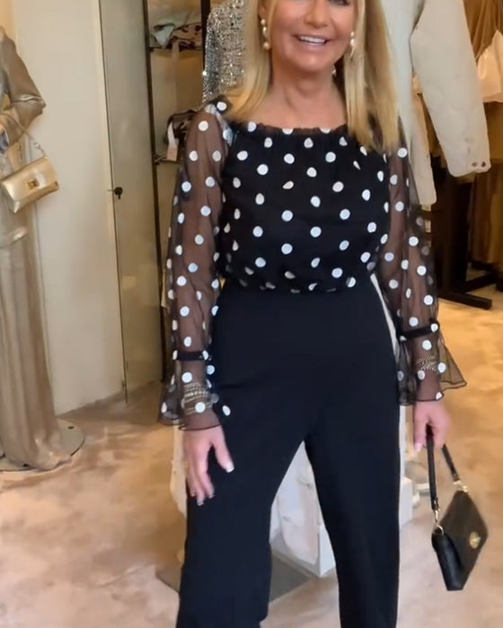 Blouse Casual Doorzichtig Polkadot