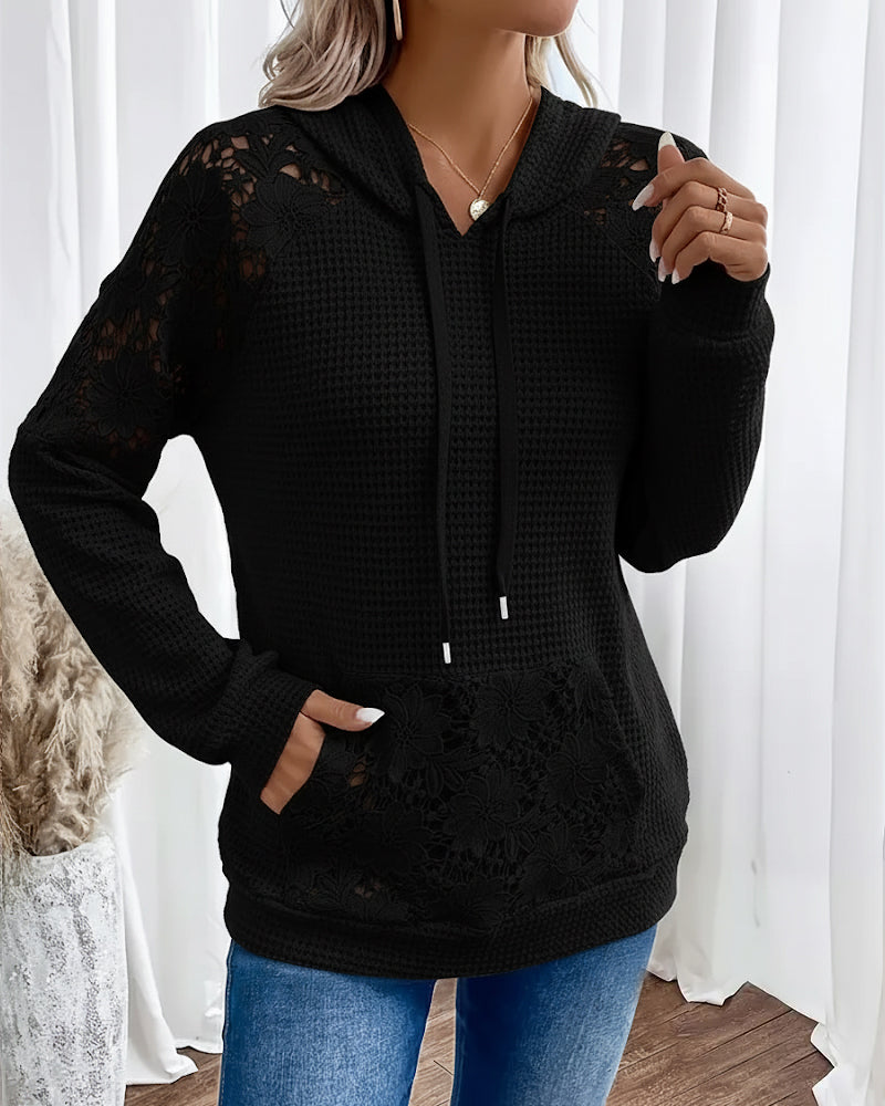 Hoodie V-Hals Lange Mouwen Kant Casual