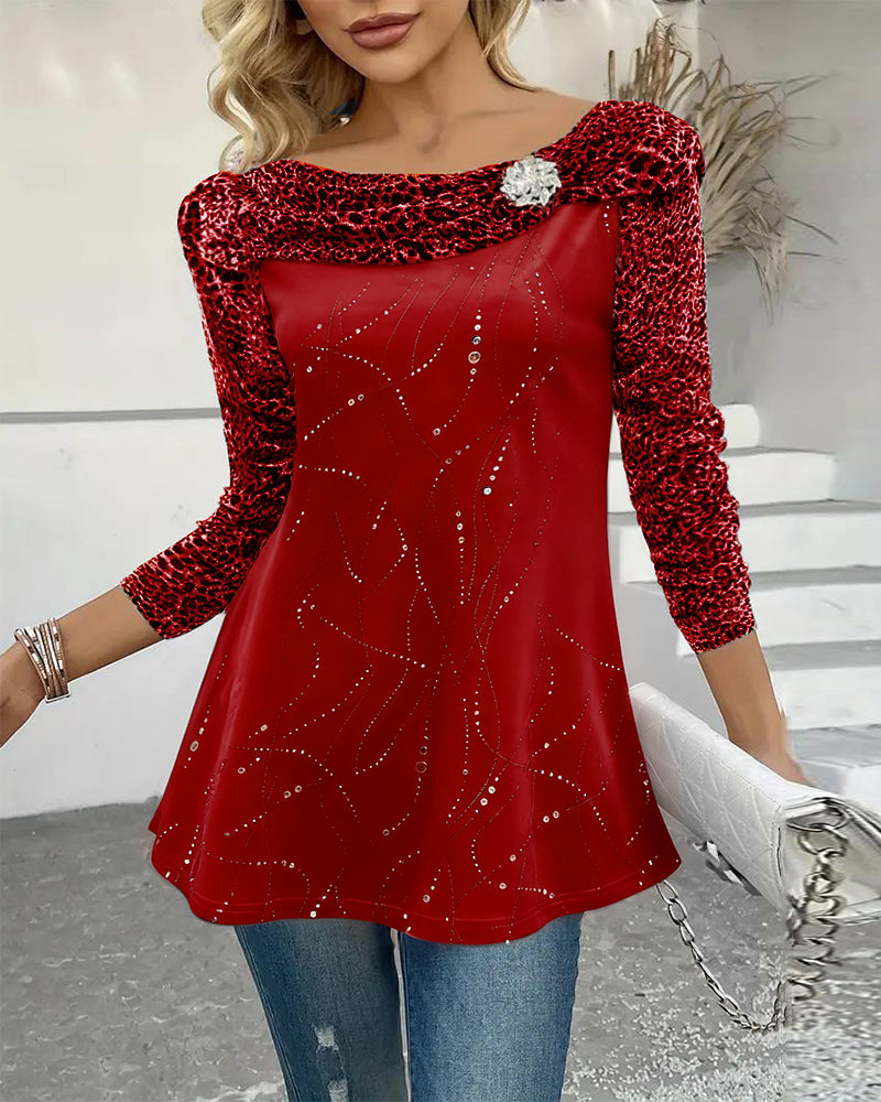 Lange Mouwen Top Met Luipaardprint