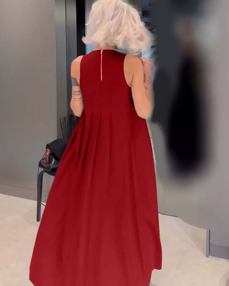 Elegante geplooide tankjurk in effen kleur