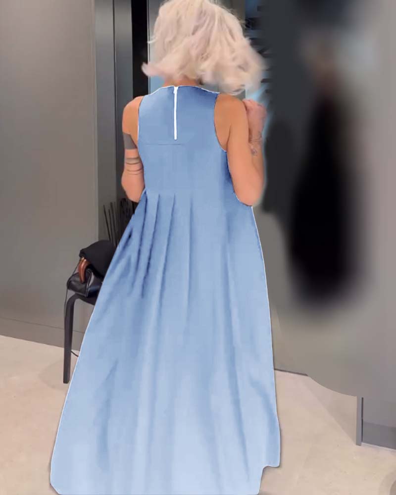 Elegante geplooide tankjurk in effen kleur