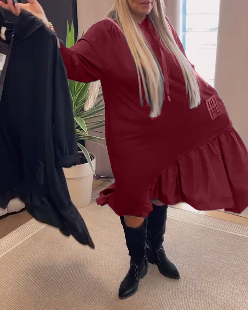 Lange mouw paneel losse capuchon jurk