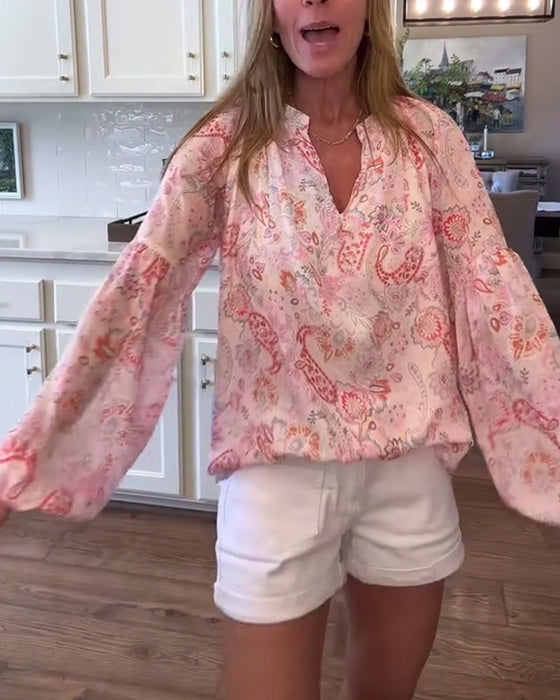 Blouse Met Balloonmouwen En Bloemenprint