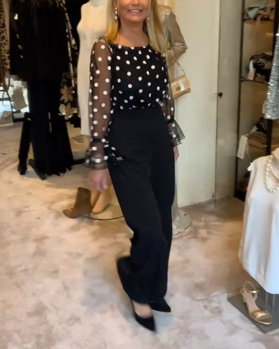 Blouse Casual Doorzichtig Polkadot
