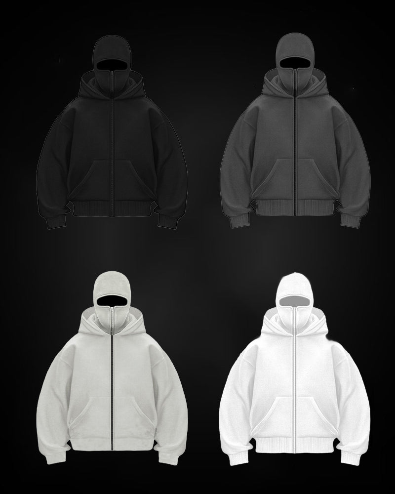 Unisex Sweatshirt Jas met Dubbele Capuchon en Rits