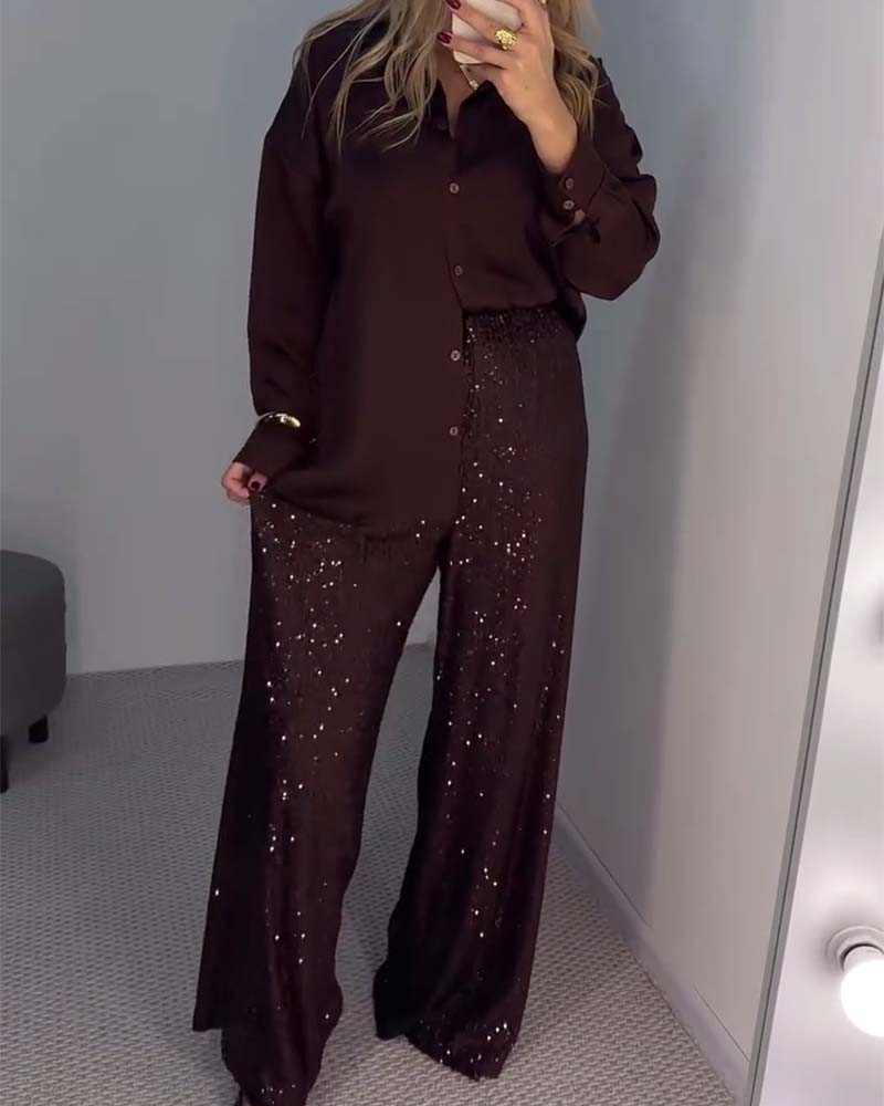Broek Casual Pailletten Wijde-pijpen