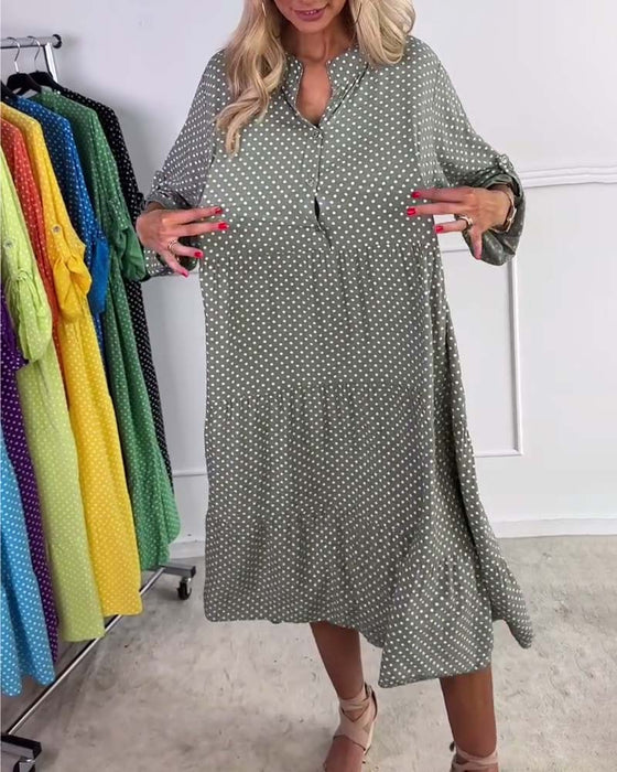Jurk Halve Mouwen Polkadot Recht Model