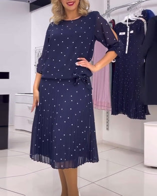 Casual jurk met ronde hals en stippen