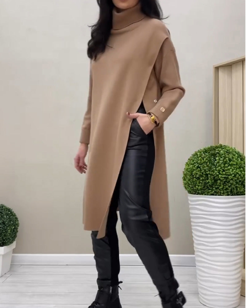 Sweaterjurk met zijsplit