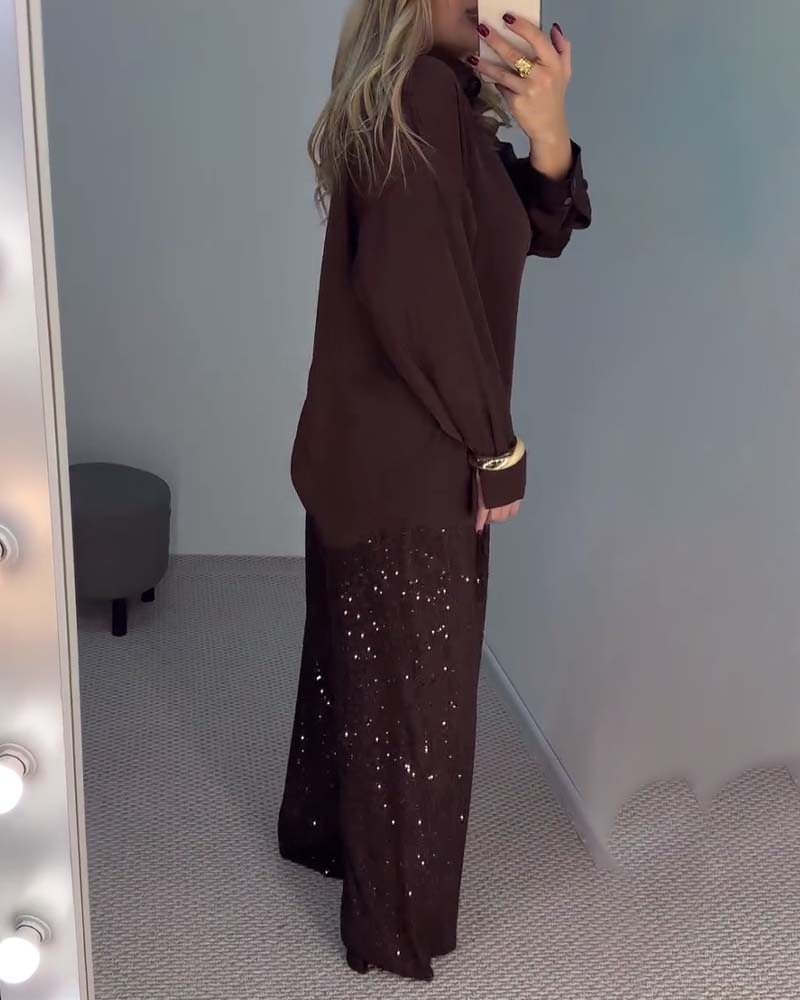 Broek Casual Pailletten Wijde-pijpen