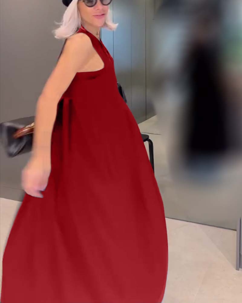 Elegante geplooide tankjurk in effen kleur