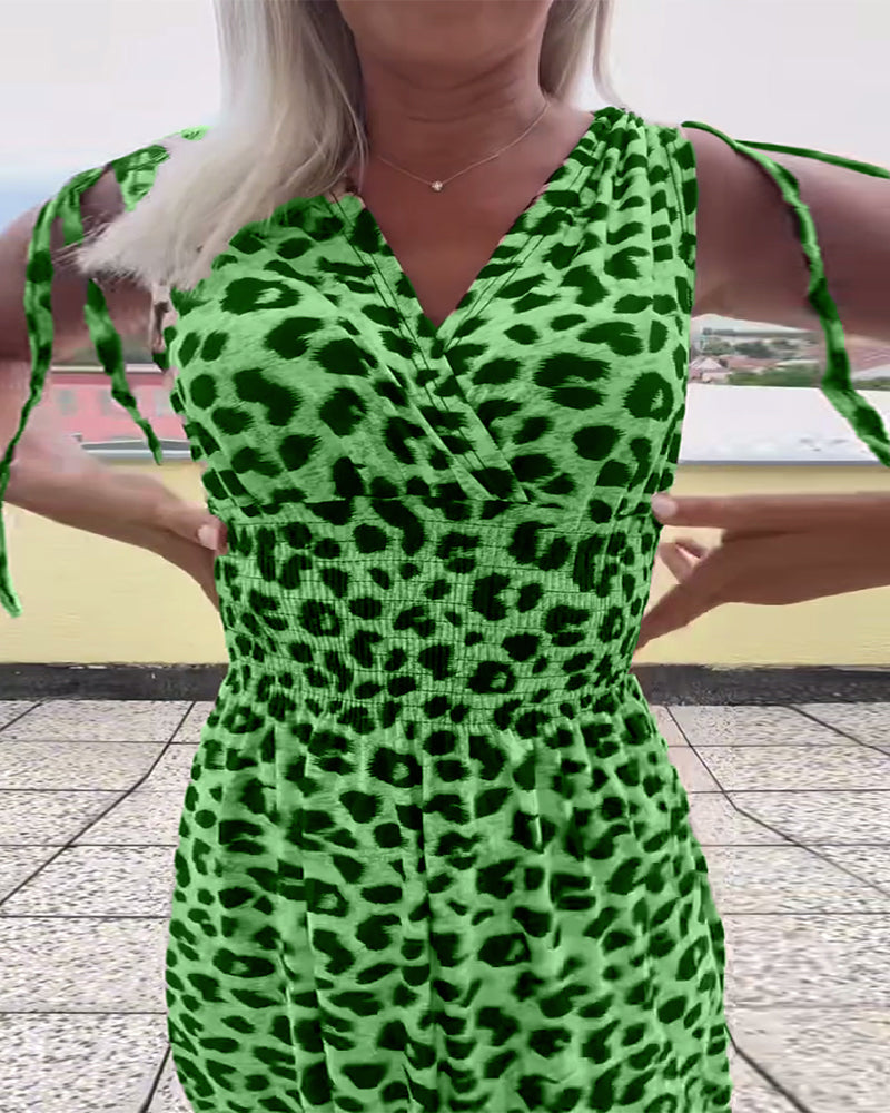 Mouwlose Jurk Met Leopardprint