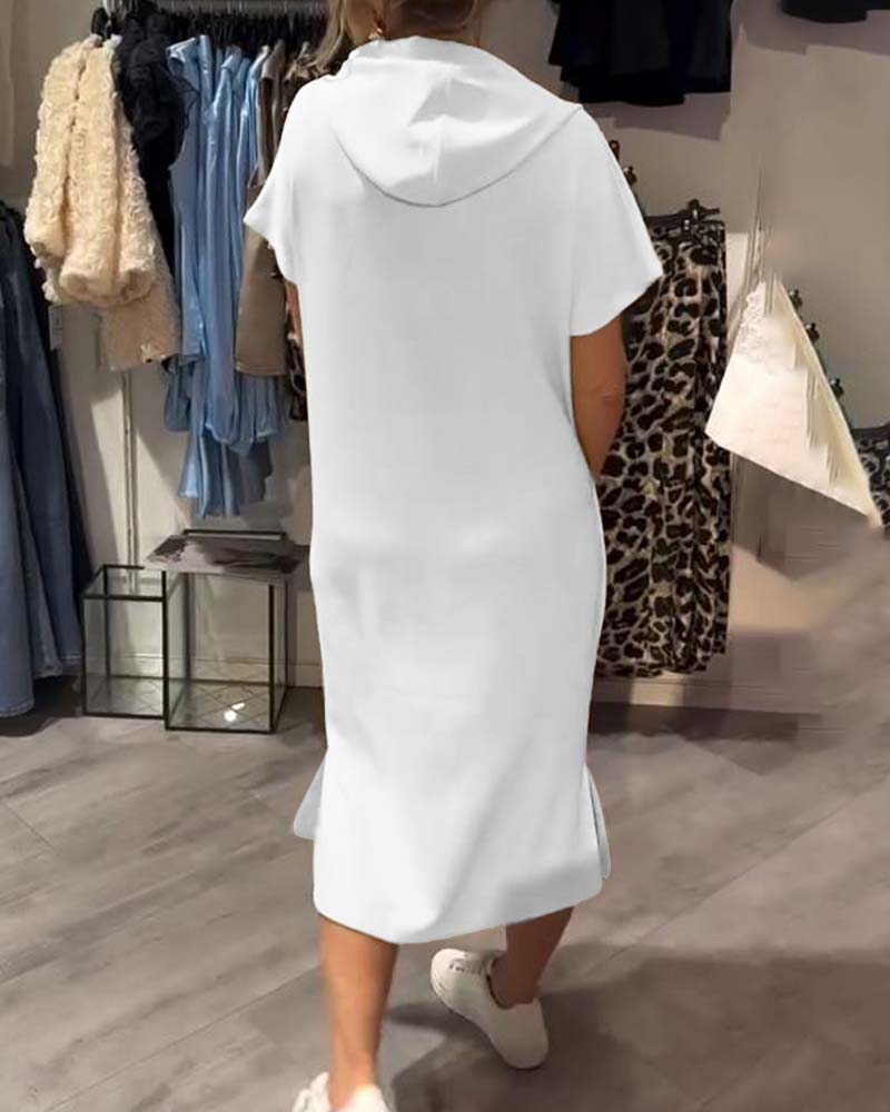 Jurk Met Capuchon Casual Trekkoord