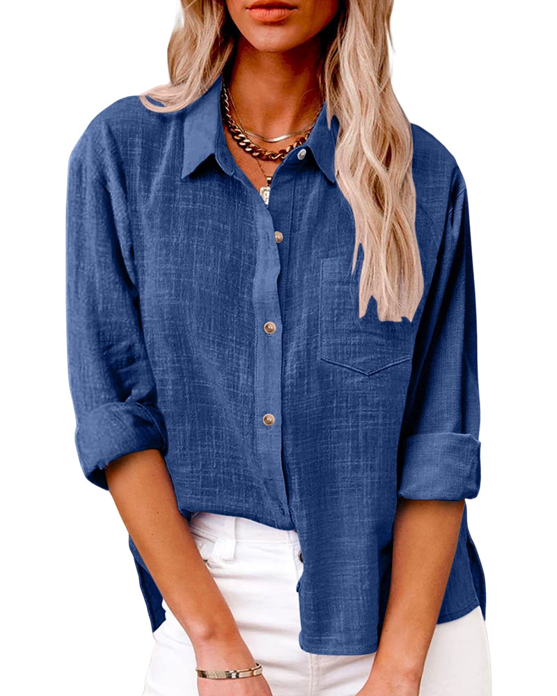 Shirt met lange mouwen en zak voor dames