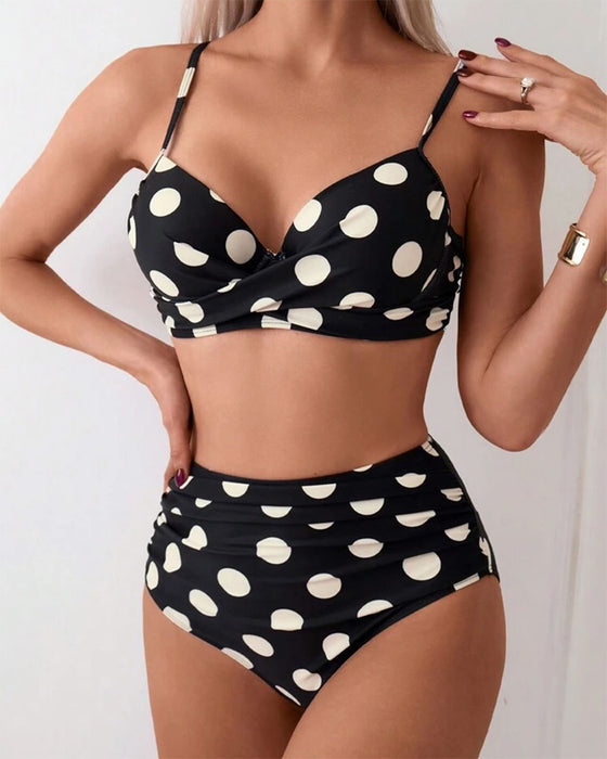 Zwempak Bh-Stijl Stippen Tweedelig Hoge Taille