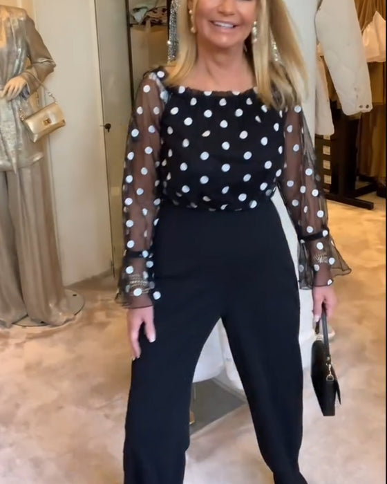 Blouse Casual Doorzichtig Polkadot