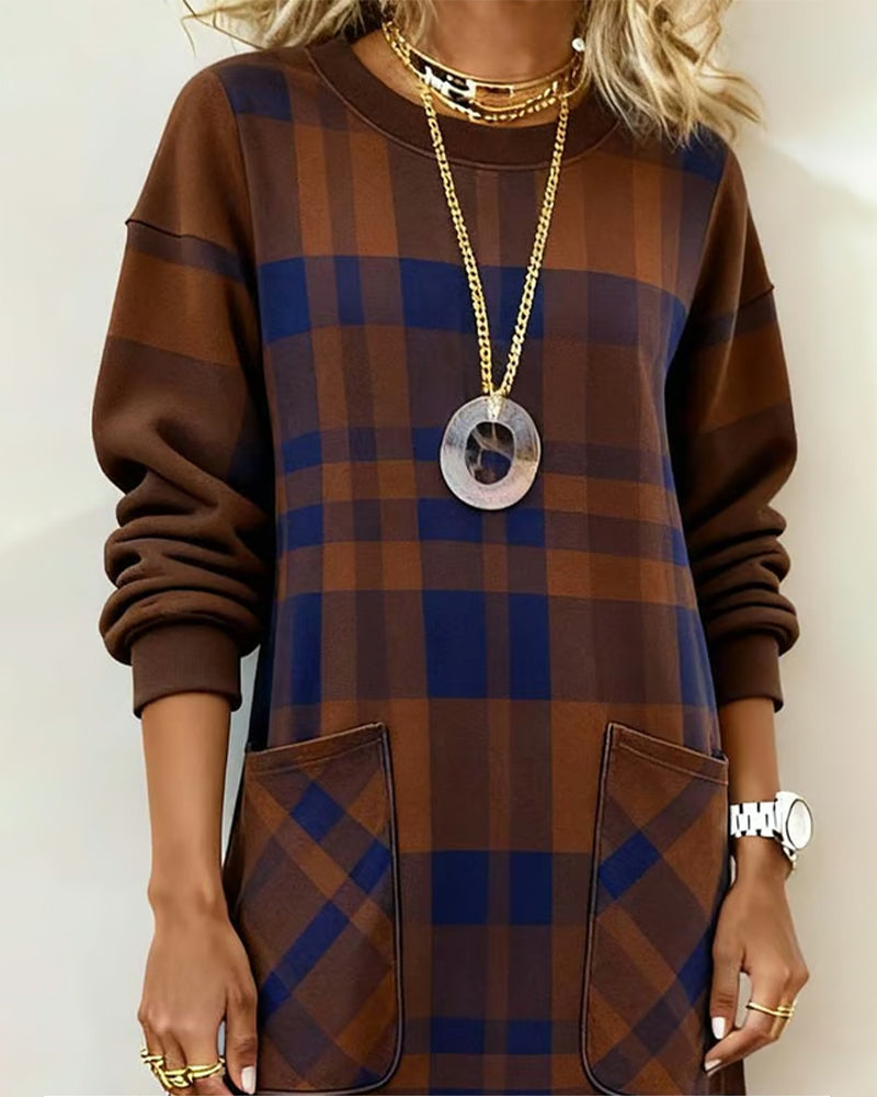 Jurk Geruit Print Zak Shift