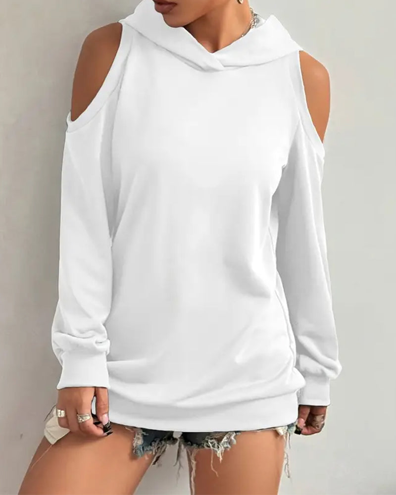 Off-The-Shoulder Sweatshirt Met Capuchon