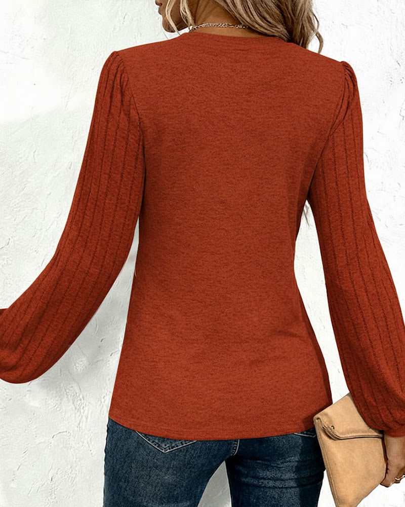 Top Met Gestreept Print-Lantaarnmouw