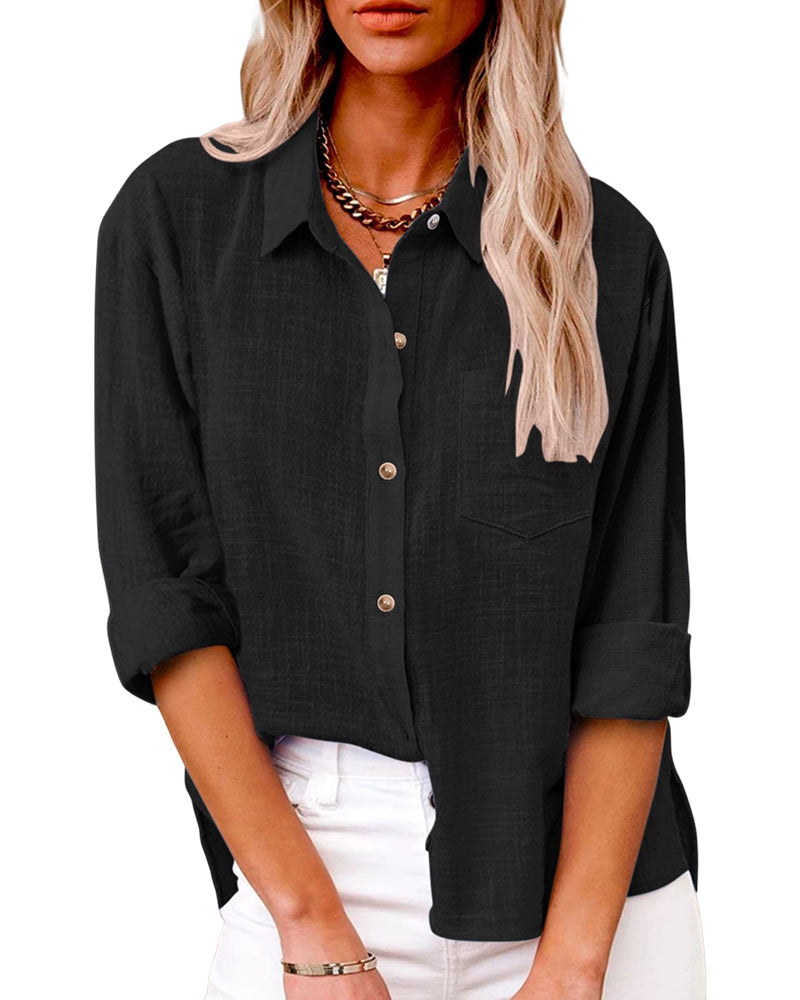 Shirt met lange mouwen en zak voor dames