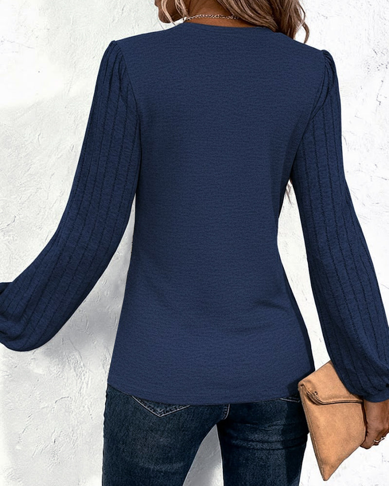 Top Met Gestreept Print-Lantaarnmouw