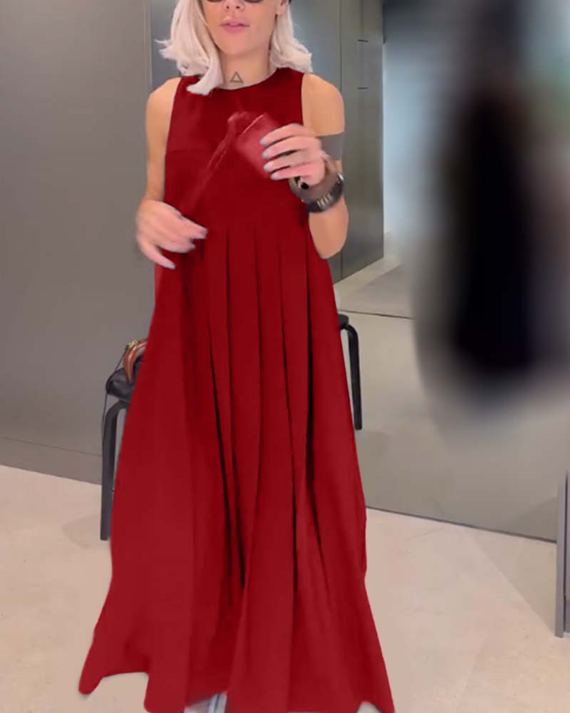 Elegante geplooide tankjurk in effen kleur