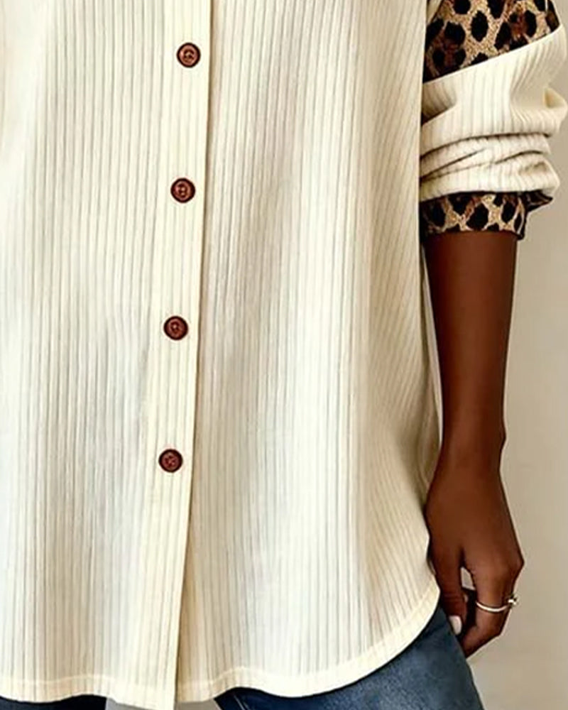 Overhemd Revers Knoopsluiting Luipaardprint