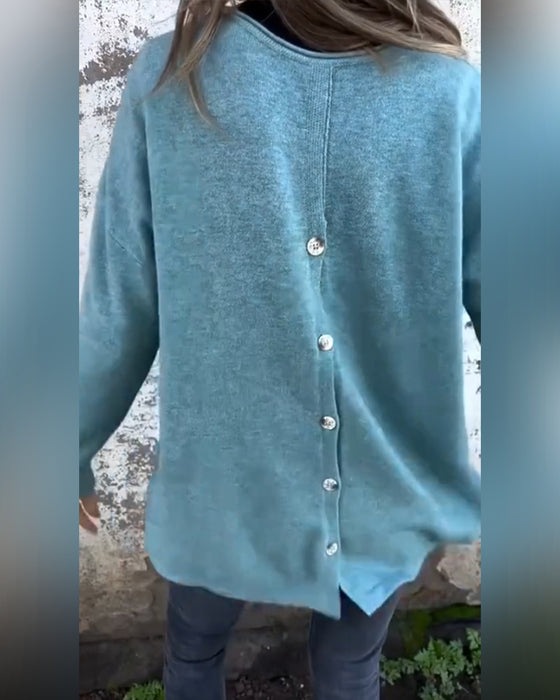 Tops Stijlvol Knoopsdetail Lange Mouw