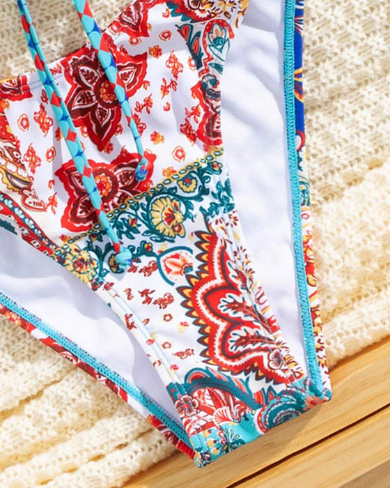 Bikini Bedrukt Vetersluiting Sexy Driehoek
