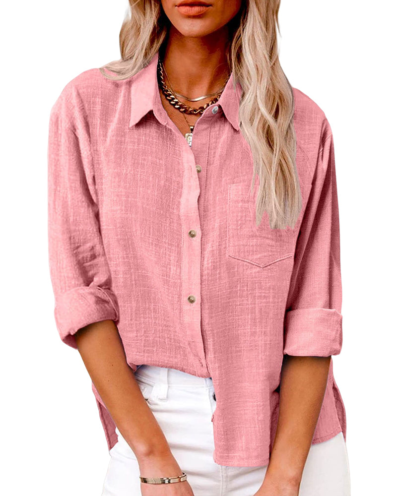 Shirt met lange mouwen en zak voor dames