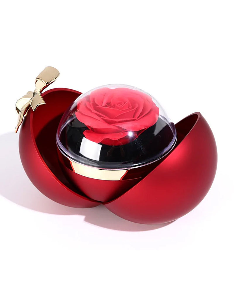 Ball Rose Box - Met Gegraveerde Dubbele Hart Ketting